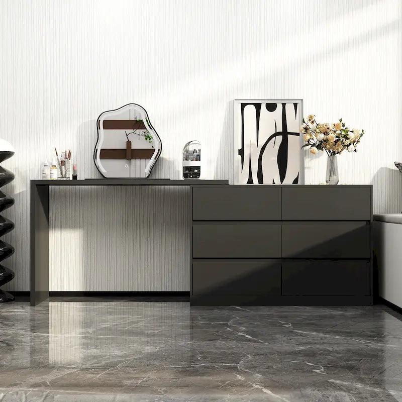 Coiffeuse rotative et bureau — Meuble-lavabo à six tiroirs (table de maquillage)