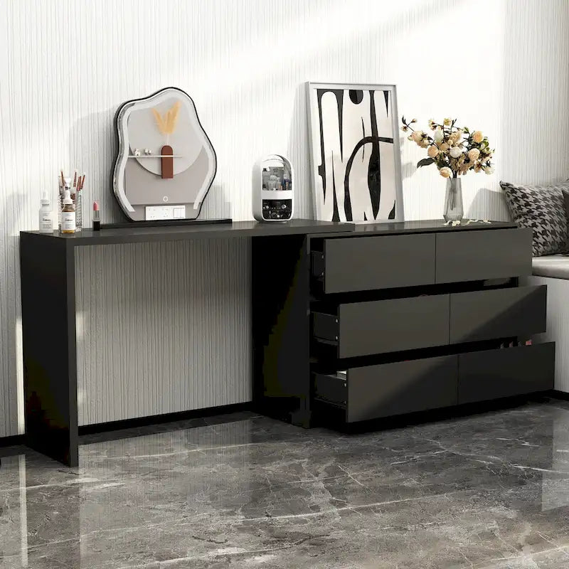 Coiffeuse rotative et bureau — Meuble-lavabo à six tiroirs (table de maquillage)