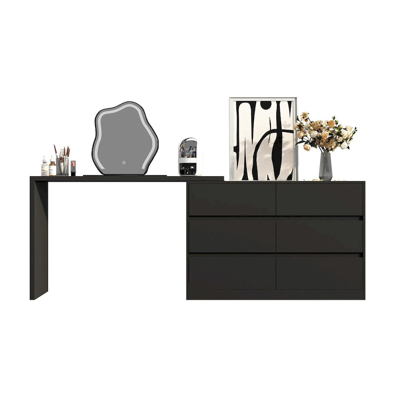 Coiffeuse rotative et bureau — Meuble-lavabo à six tiroirs (table de maquillage)