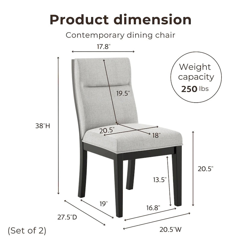 Chaises de salle à manger rembourrées modernes (lot de 2)