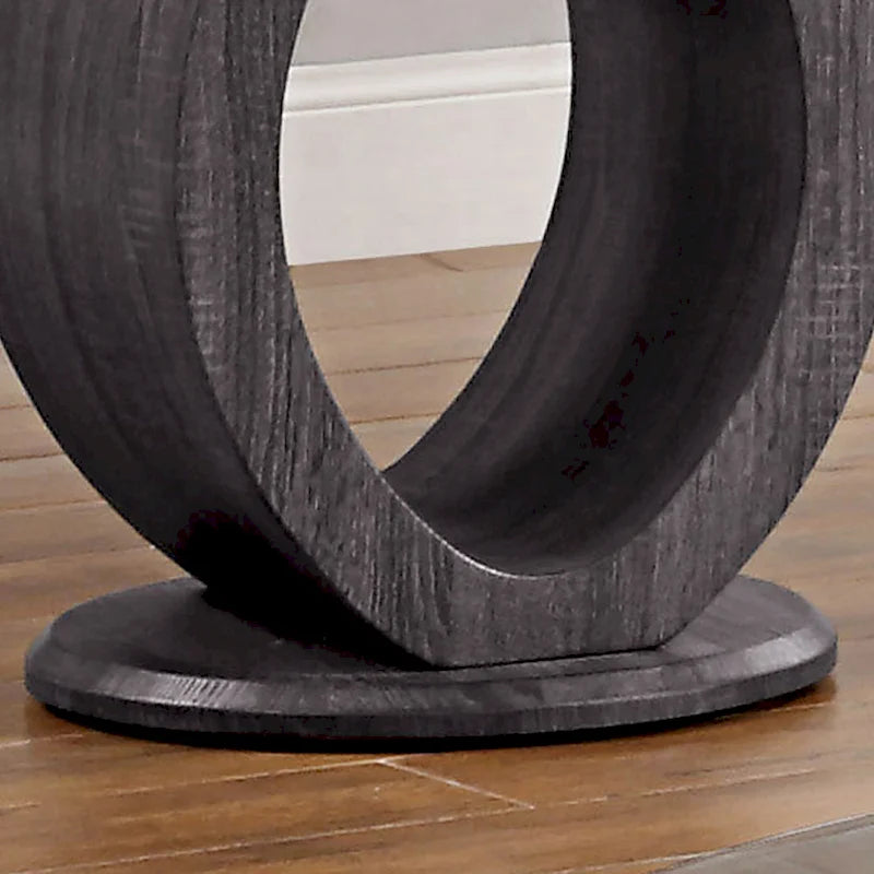 Table d'appoint moderne gris avec plateau en verre de 61 cm