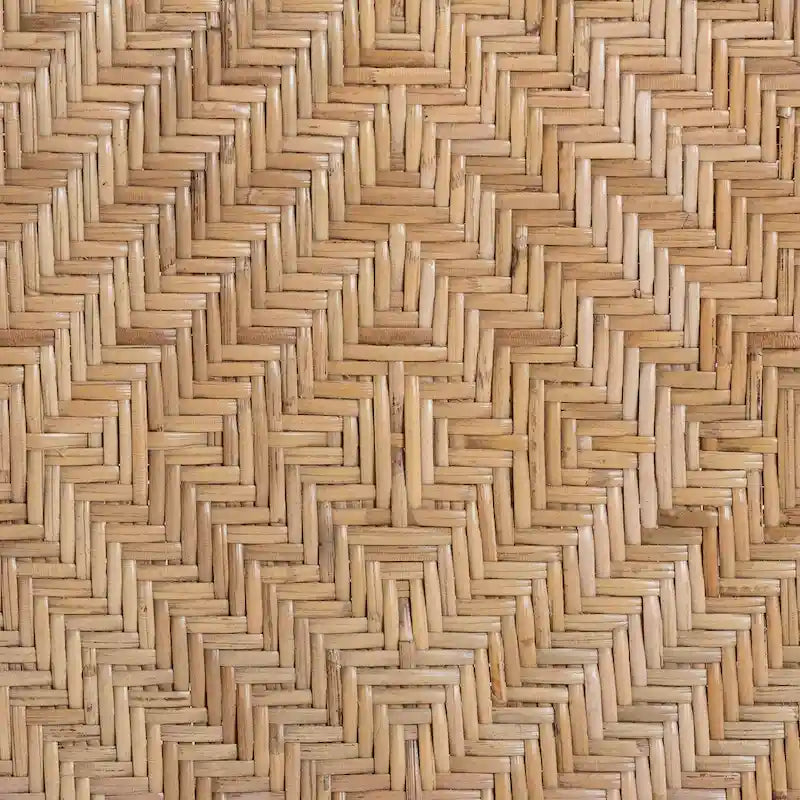 Chaise de salle à manger en rotin bicolore (noir et bois naturel) de style Mid-Century Modern