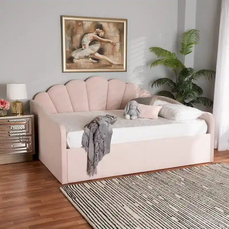 Lit de repos moderne en velours — Rose clair