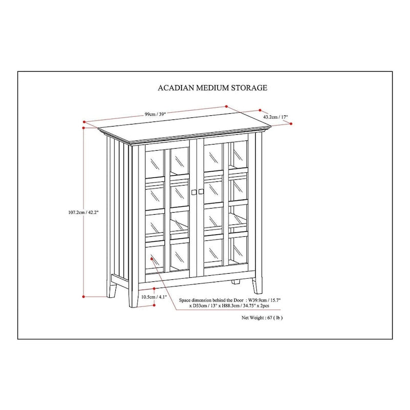 Armoire de rangement en bois massif de 39 pouces — L39 x P17 x H42,2