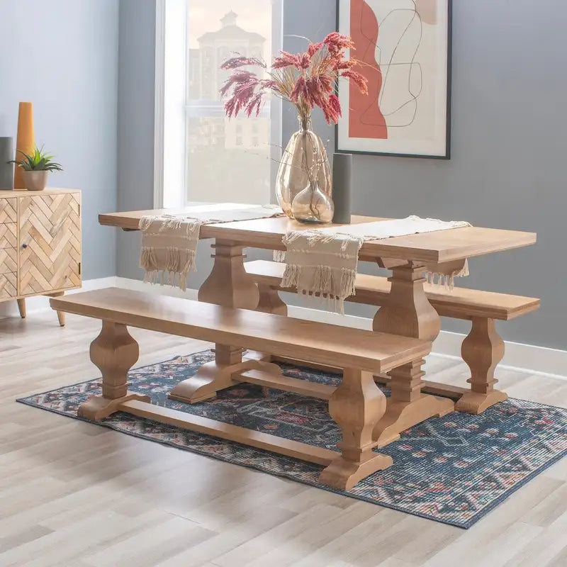 Chaise et banc de salle à manger en bois massif