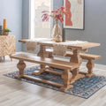 Chaise et banc de salle à manger en bois massif