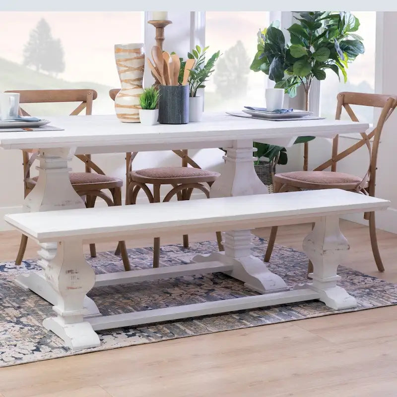 Chaise et banc de salle à manger en bois massif