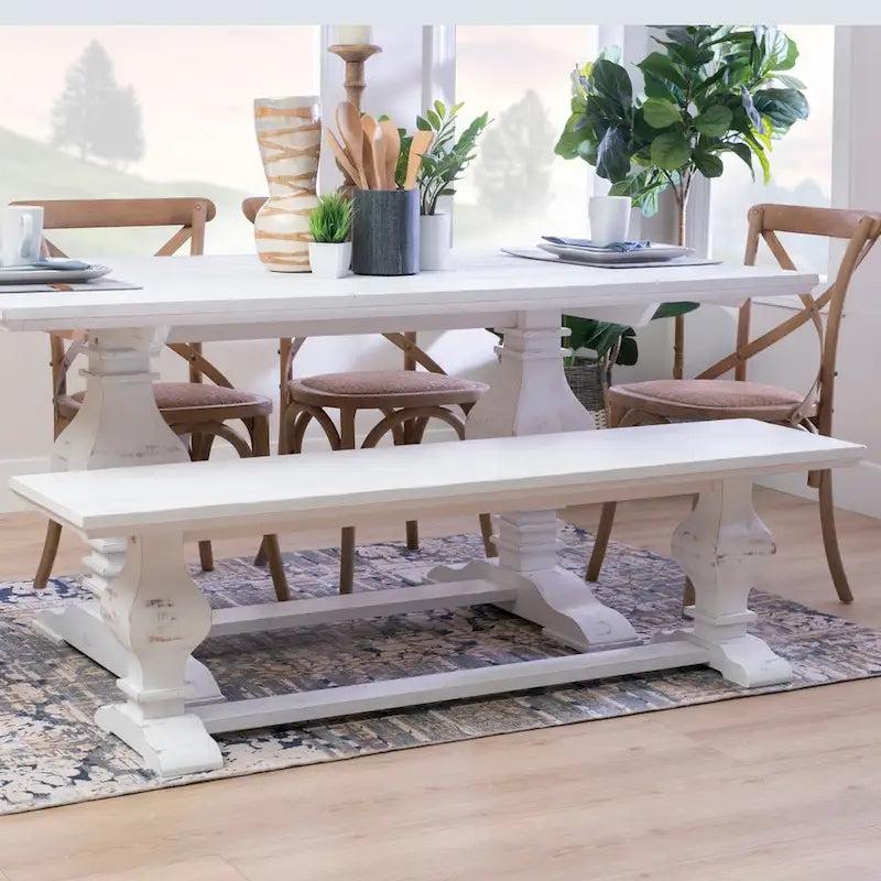 Chaise et banc de salle à manger en bois massif