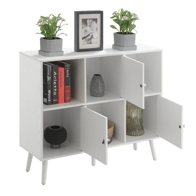 Meuble de rangement à compartiments – Buffet 3 niveaux, 3 portes / Table d'entrée