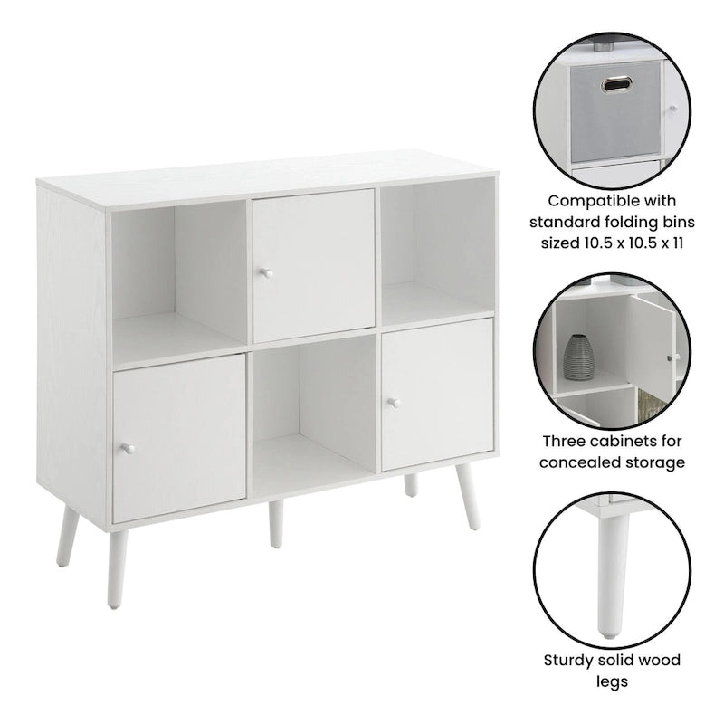 Meuble de rangement à compartiments – Buffet 3 niveaux, 3 portes / Table d'entrée