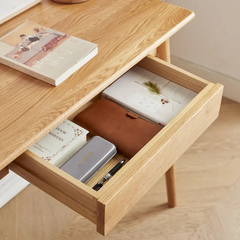 Bureau en chêne massif naturel (avec tiroirs)