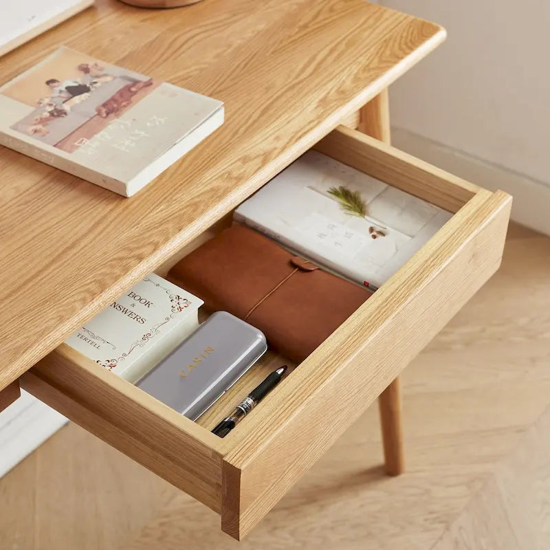 Bureau en chêne massif naturel (avec tiroirs)
