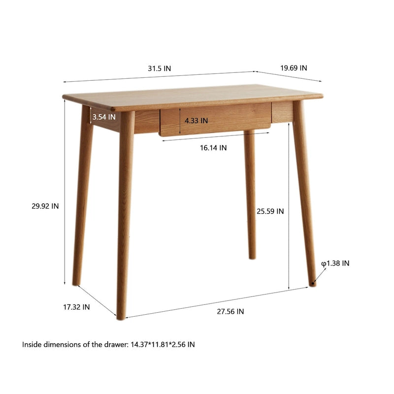 Bureau en chêne massif naturel (avec tiroirs)