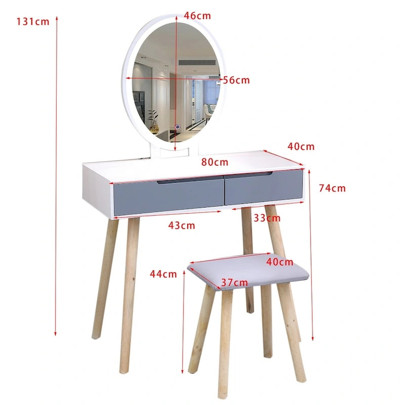 Ensemble de coiffeuse moderne avec miroir à luminosité réglable