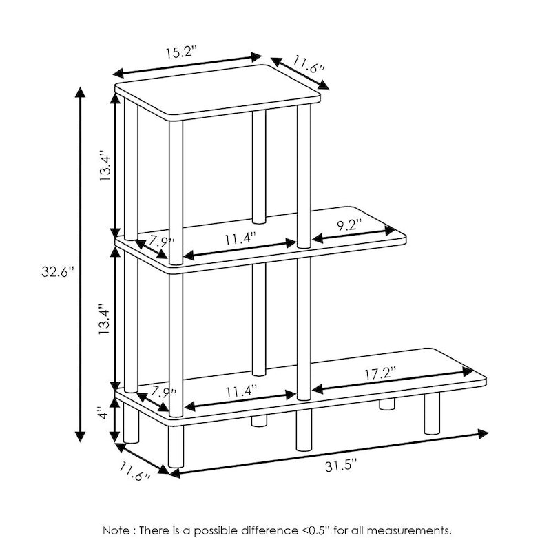 Table d'appoint à 3 niveaux pour canapé – Espresso/Noir