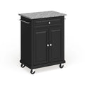 Chariot compact / Îlot de cuisine (plan de travail en granit gris, finition noire) — 45,7 cm P x 78,7 cm L x 90,2 cm H