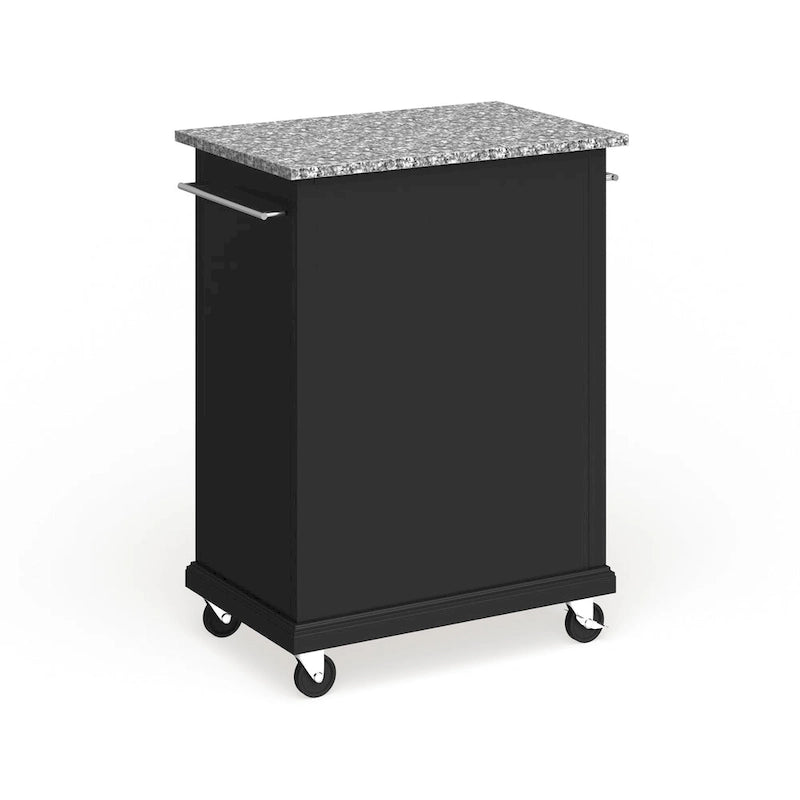 Chariot compact / Îlot de cuisine (plan de travail en granit gris, finition noire) — 45,7 cm P x 78,7 cm L x 90,2 cm H