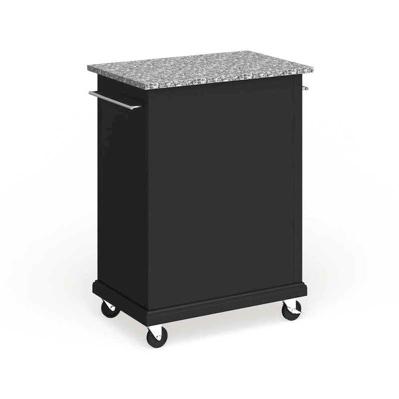 Chariot compact / Îlot de cuisine (plan de travail en granit gris, finition noire) — 45,7 cm P x 78,7 cm L x 90,2 cm H