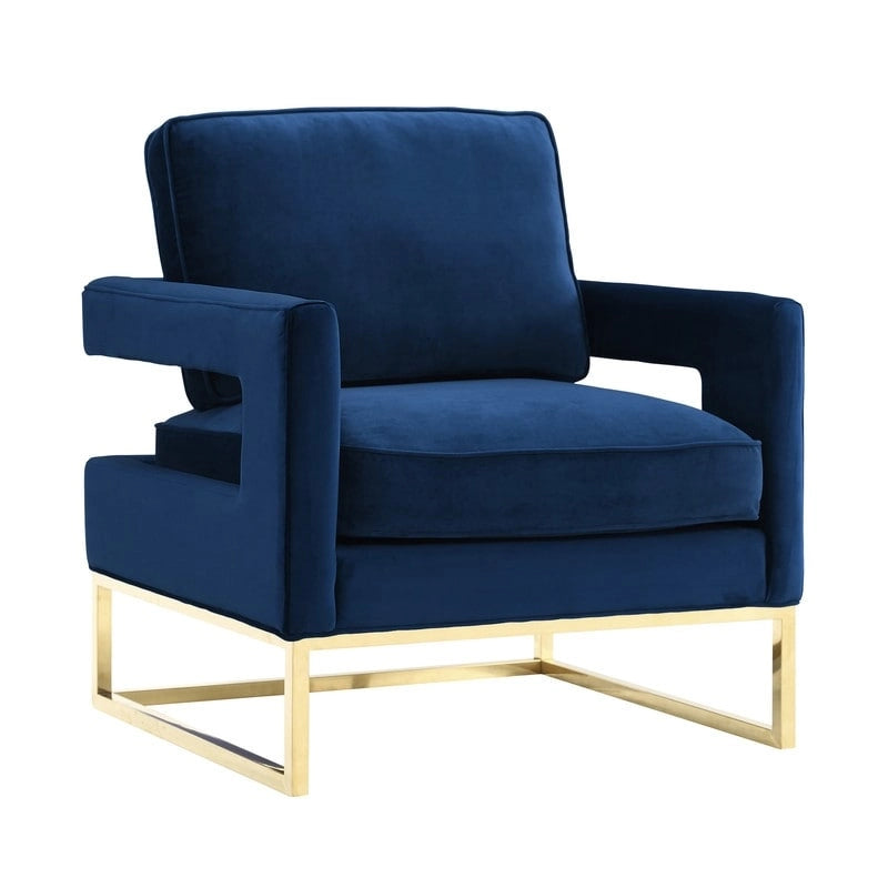 Chaise en velours bleu marine