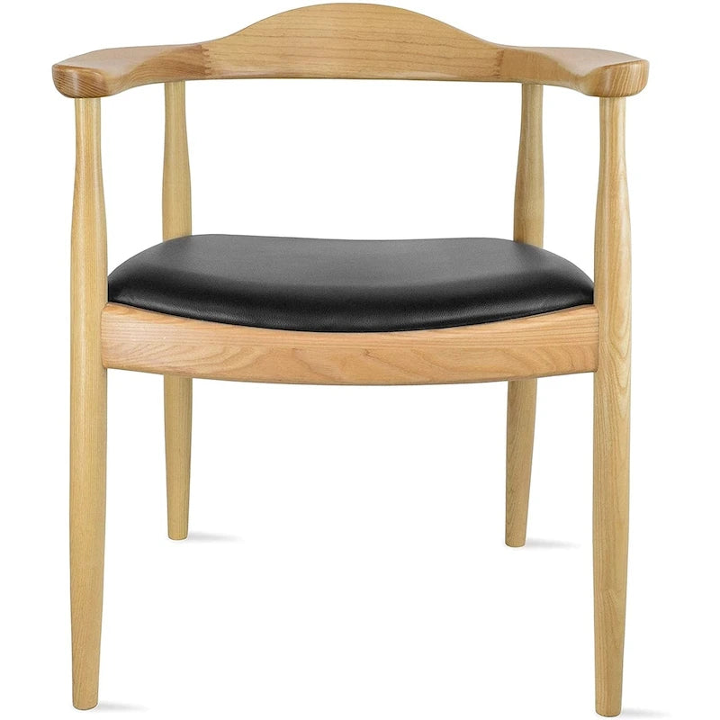 Fauteuil en bois massif – Chêne et similicuir ; convient comme chaise de salle à manger pour les cuisines, les chambres et les bureaux