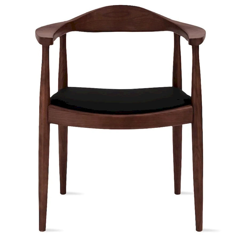 Fauteuil en bois massif – Chêne et similicuir ; convient comme chaise de salle à manger pour les cuisines, les chambres et les bureaux