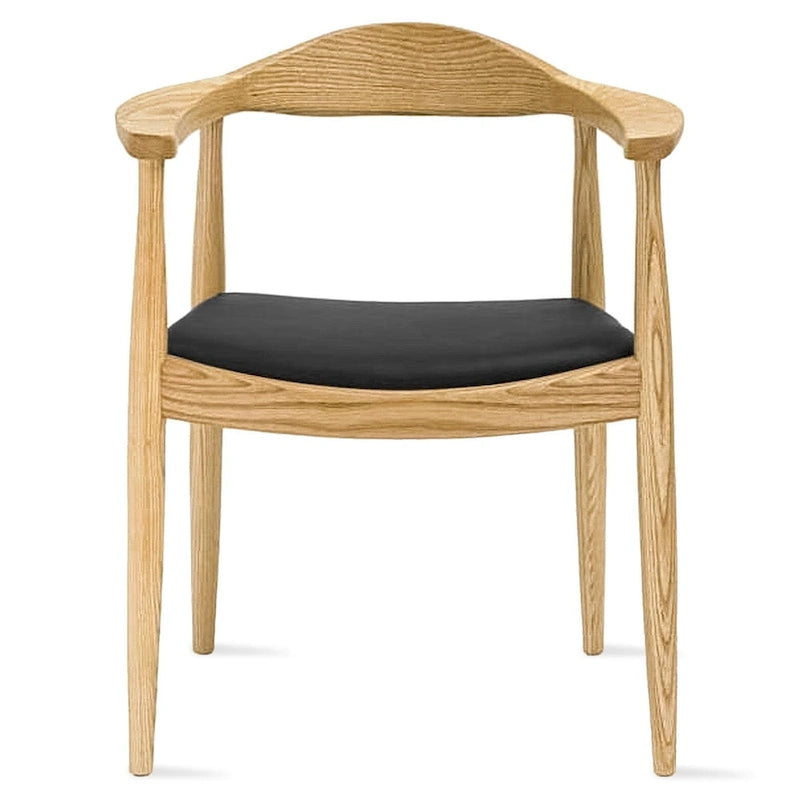 Fauteuil en bois massif – Chêne et similicuir ; convient comme chaise de salle à manger pour les cuisines, les chambres et les bureaux
