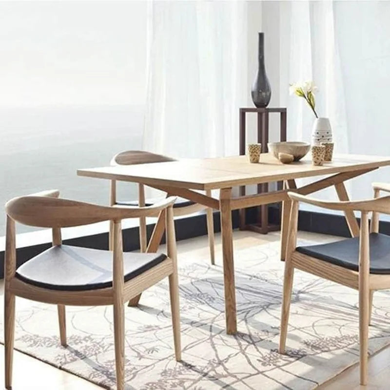 Fauteuil en bois massif – Chêne et similicuir ; convient comme chaise de salle à manger pour les cuisines, les chambres et les bureaux
