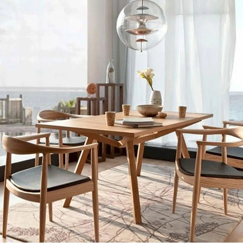 Fauteuil en bois massif – Chêne et similicuir ; convient comme chaise de salle à manger pour les cuisines, les chambres et les bureaux