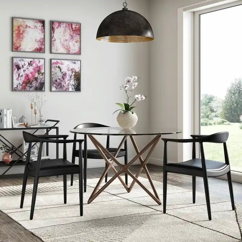 Fauteuil en bois massif – Chêne et similicuir ; convient comme chaise de salle à manger pour les cuisines, les chambres et les bureaux