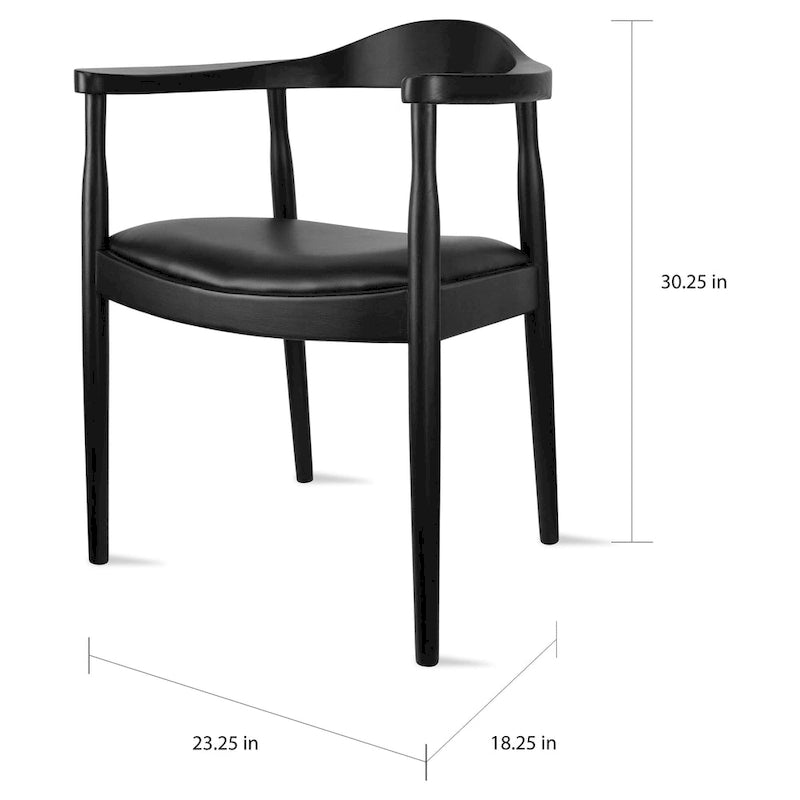 Fauteuil en bois massif – Chêne et similicuir ; convient comme chaise de salle à manger pour les cuisines, les chambres et les bureaux