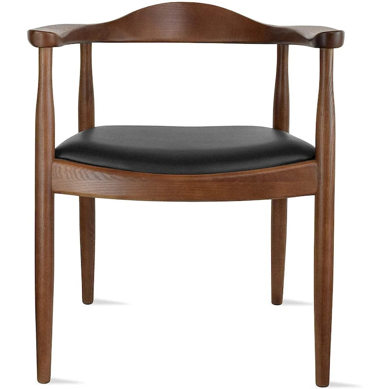 Fauteuil en bois massif – Chêne et similicuir ; convient comme chaise de salle à manger pour les cuisines, les chambres et les bureaux