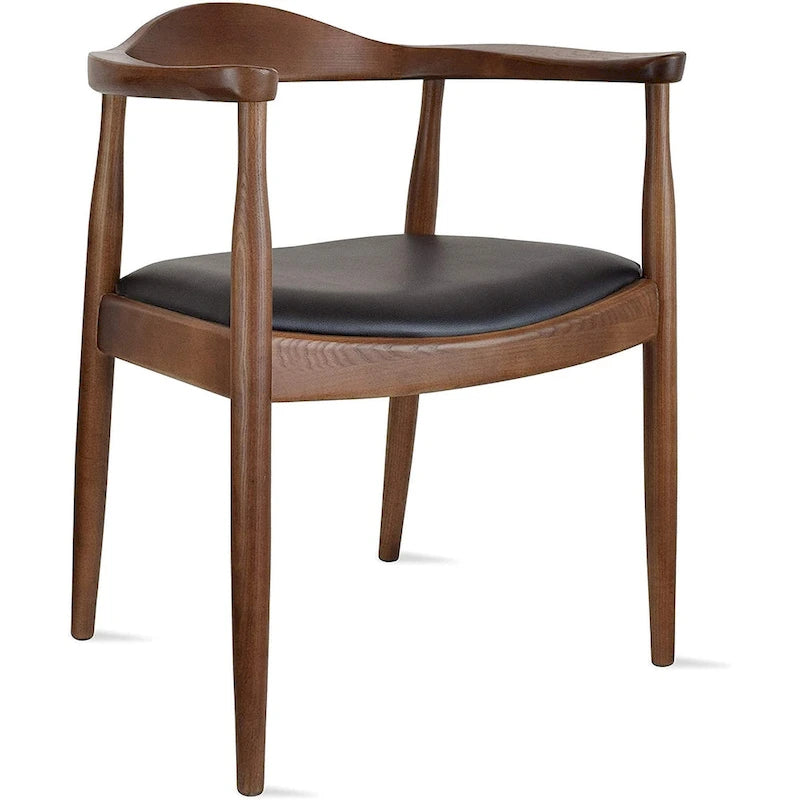 Fauteuil en bois massif – Chêne et similicuir ; convient comme chaise de salle à manger pour les cuisines, les chambres et les bureaux