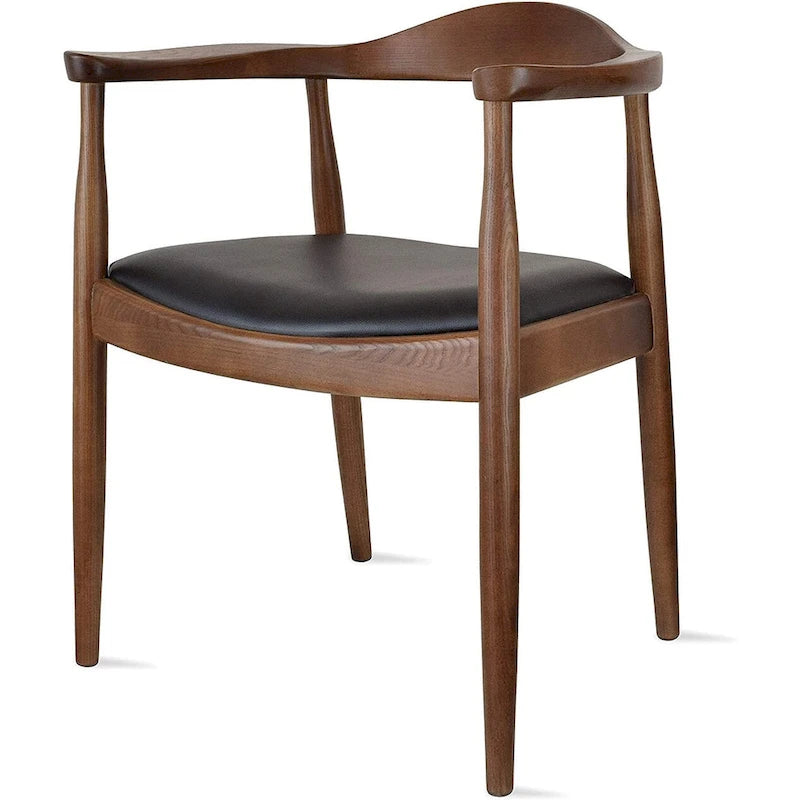 Fauteuil en bois massif – Chêne et similicuir ; convient comme chaise de salle à manger pour les cuisines, les chambres et les bureaux