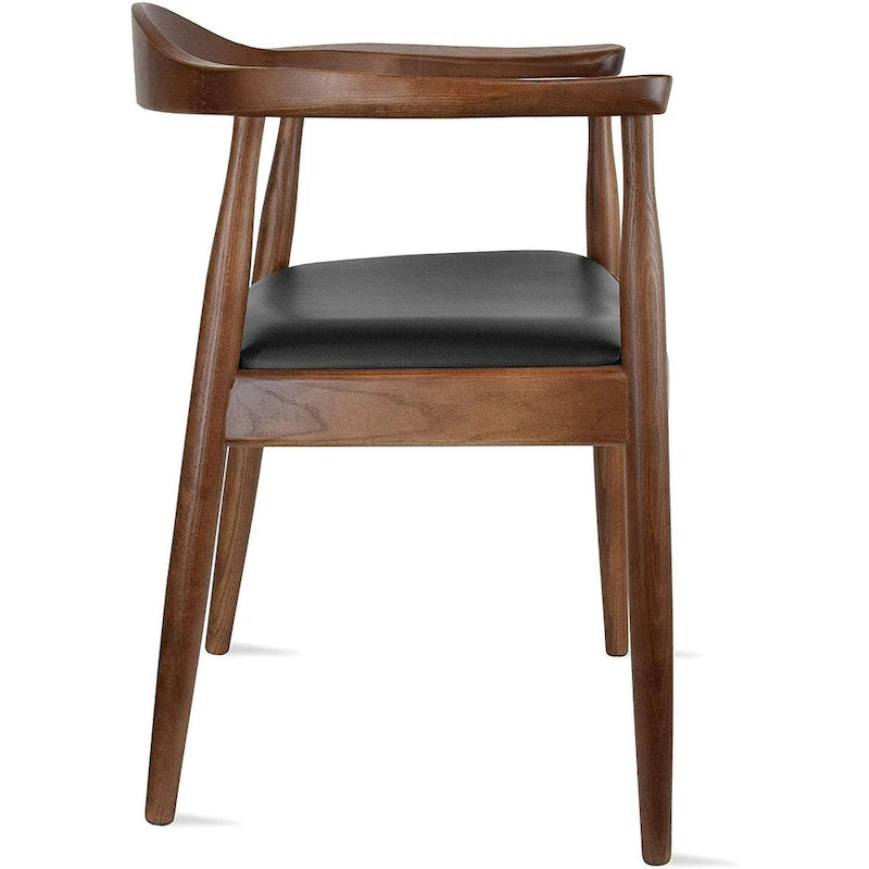 Fauteuil en bois massif – Chêne et similicuir ; convient comme chaise de salle à manger pour les cuisines, les chambres et les bureaux