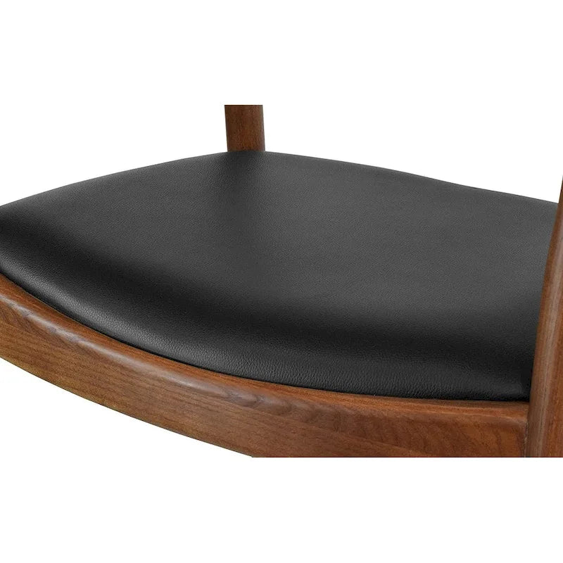Fauteuil en bois massif – Chêne et similicuir ; convient comme chaise de salle à manger pour les cuisines, les chambres et les bureaux