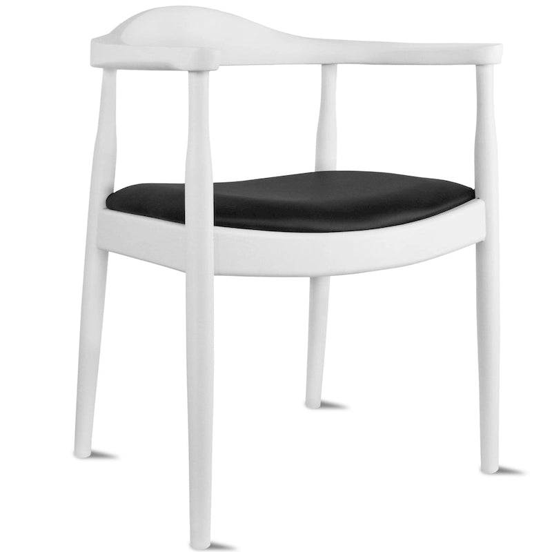 Fauteuil en bois massif – Chêne et similicuir ; convient comme chaise de salle à manger pour les cuisines, les chambres et les bureaux