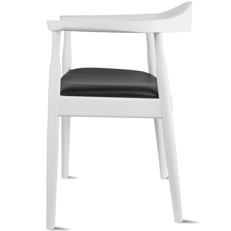 Fauteuil en bois massif – Chêne et similicuir ; convient comme chaise de salle à manger pour les cuisines, les chambres et les bureaux