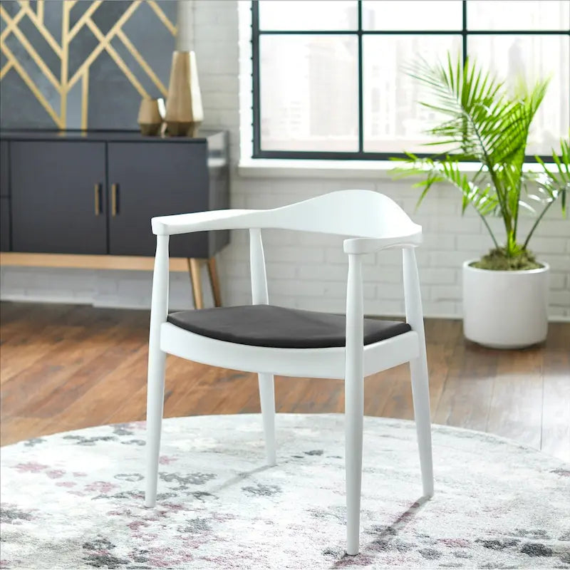 Fauteuil en bois massif – Chêne et similicuir ; convient comme chaise de salle à manger pour les cuisines, les chambres et les bureaux
