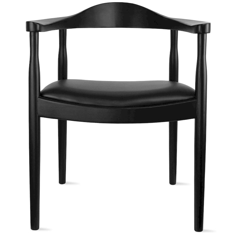 Fauteuil en bois massif – Chêne et similicuir ; convient comme chaise de salle à manger pour les cuisines, les chambres et les bureaux