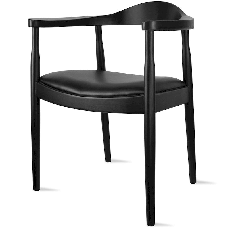 Fauteuil en bois massif – Chêne et similicuir ; convient comme chaise de salle à manger pour les cuisines, les chambres et les bureaux