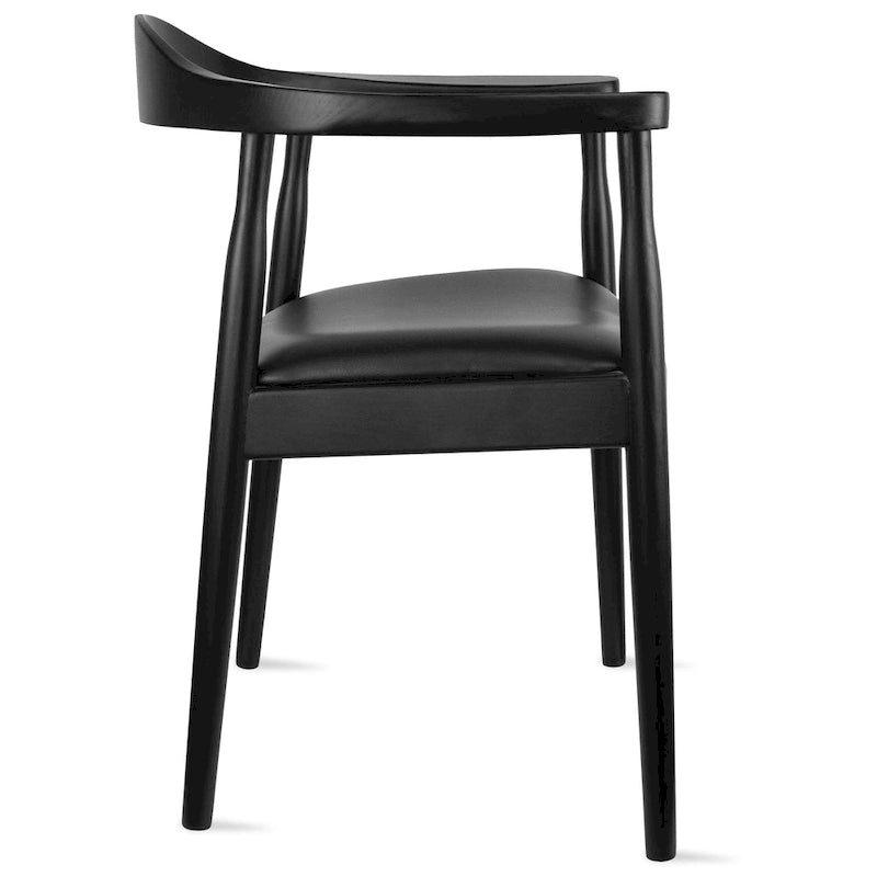 Fauteuil en bois massif – Chêne et similicuir ; convient comme chaise de salle à manger pour les cuisines, les chambres et les bureaux