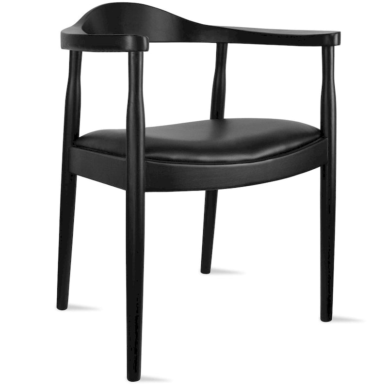 Fauteuil en bois massif – Chêne et similicuir ; convient comme chaise de salle à manger pour les cuisines, les chambres et les bureaux