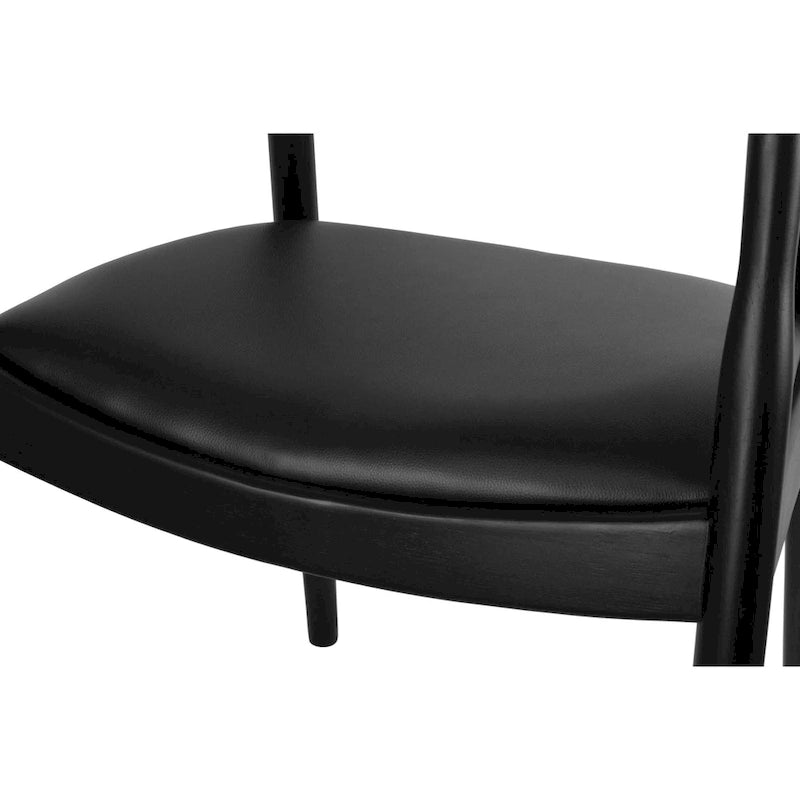 Fauteuil en bois massif – Chêne et similicuir ; convient comme chaise de salle à manger pour les cuisines, les chambres et les bureaux