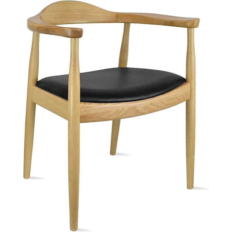 Fauteuil en bois massif – Chêne et similicuir ; convient comme chaise de salle à manger pour les cuisines, les chambres et les bureaux
