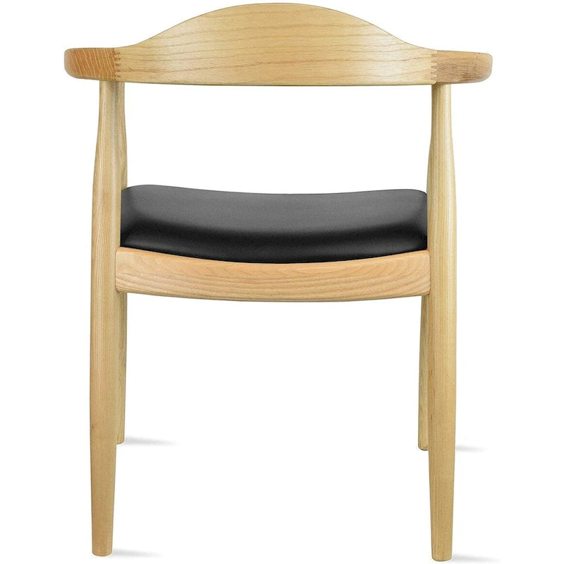 Fauteuil en bois massif – Chêne et similicuir ; convient comme chaise de salle à manger pour les cuisines, les chambres et les bureaux