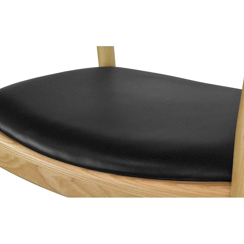 Fauteuil en bois massif – Chêne et similicuir ; convient comme chaise de salle à manger pour les cuisines, les chambres et les bureaux