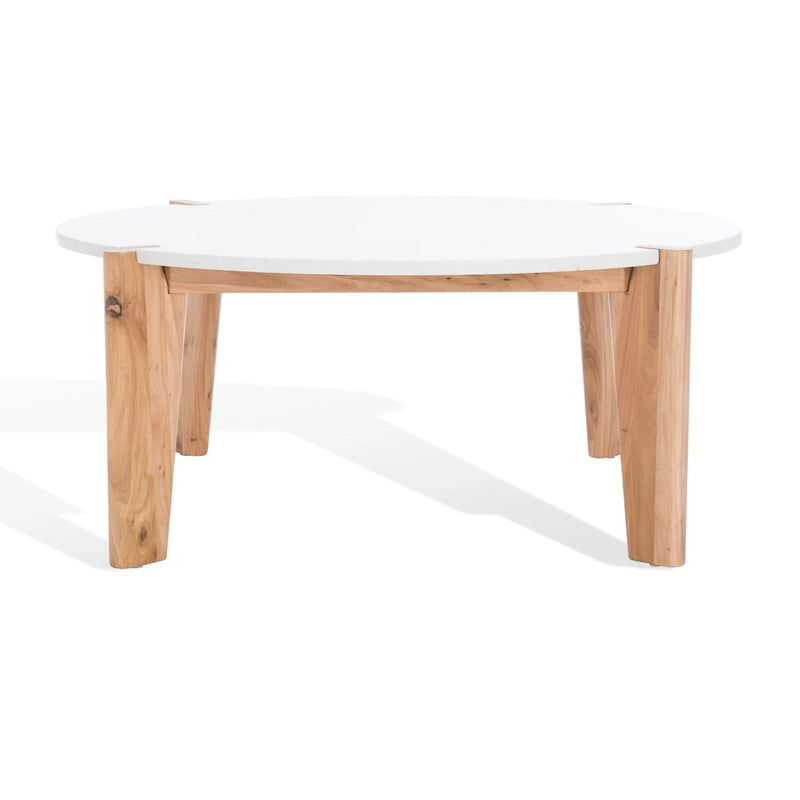 Table basse ronde avec plateau en marbre