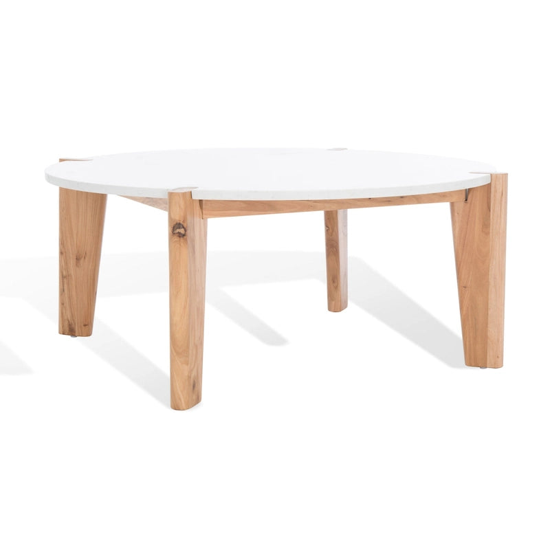 Table basse ronde avec plateau en marbre
