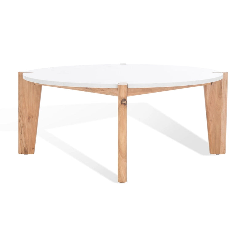 Table basse ronde avec plateau en marbre