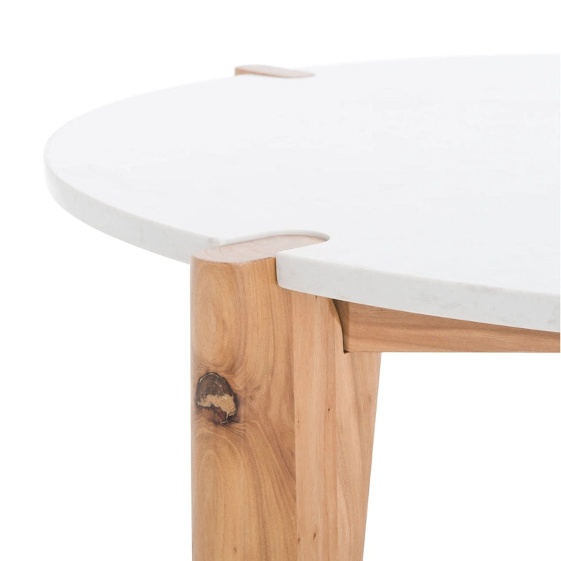 Table basse ronde avec plateau en marbre
